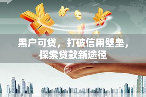新田黑户可贷，打破信用壁垒，探索贷款新途径