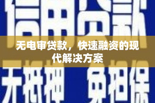 新田无电审贷款，快速融资的现代解决方案
