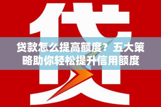 新田贷款怎么提高额度？五大策略助你轻松提升信用额度