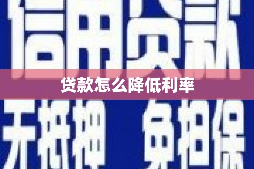 新田贷款怎么降低利率