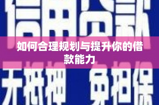 新田如何合理规划与提升你的借款能力