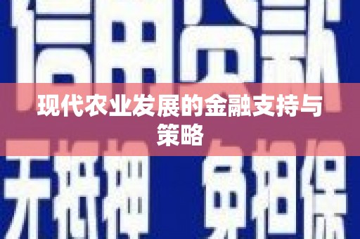 新田现代农业发展的金融支持与策略